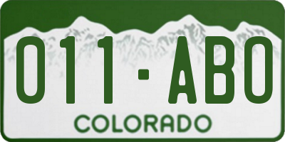 CO license plate 011ABO