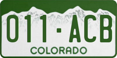 CO license plate 011ACB