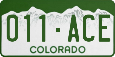 CO license plate 011ACE