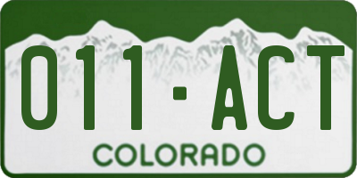 CO license plate 011ACT