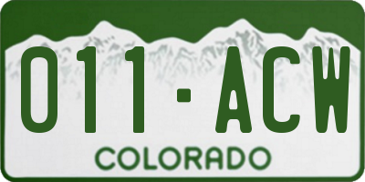 CO license plate 011ACW