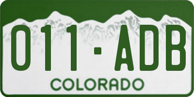 CO license plate 011ADB