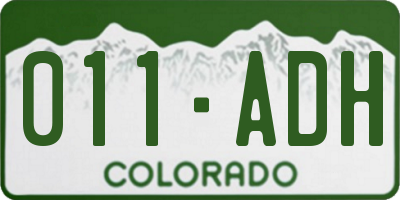 CO license plate 011ADH
