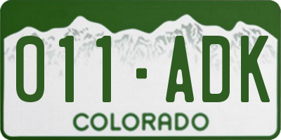 CO license plate 011ADK