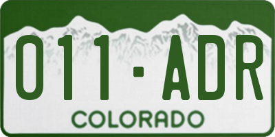 CO license plate 011ADR