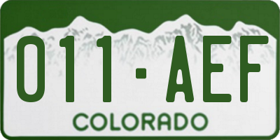 CO license plate 011AEF