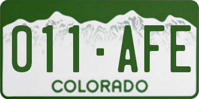 CO license plate 011AFE