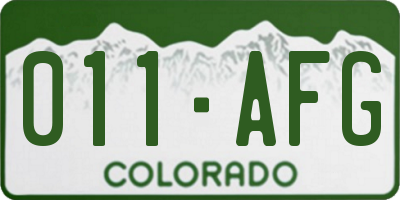 CO license plate 011AFG