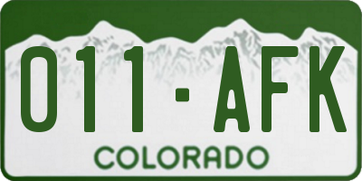 CO license plate 011AFK