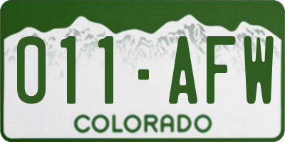 CO license plate 011AFW