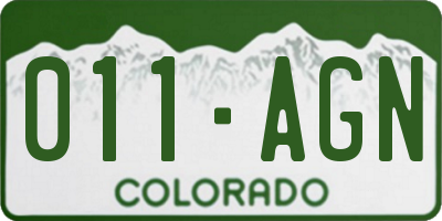 CO license plate 011AGN