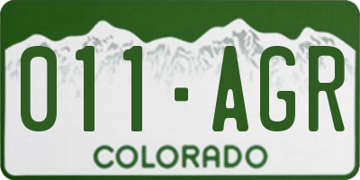 CO license plate 011AGR