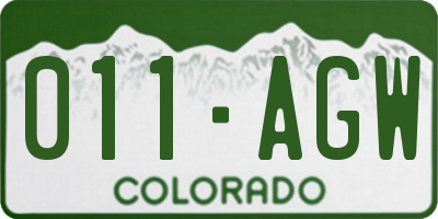 CO license plate 011AGW