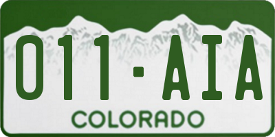 CO license plate 011AIA