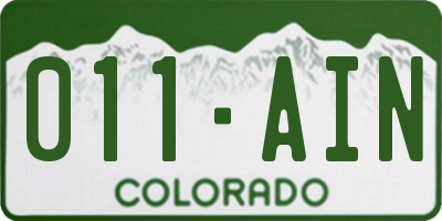 CO license plate 011AIN