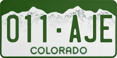CO license plate 011AJE