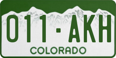 CO license plate 011AKH