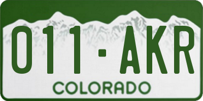 CO license plate 011AKR