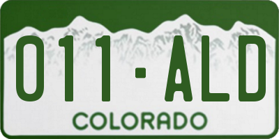 CO license plate 011ALD