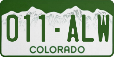 CO license plate 011ALW