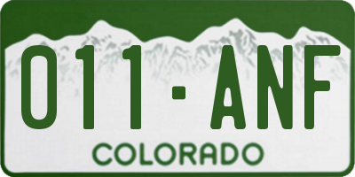 CO license plate 011ANF