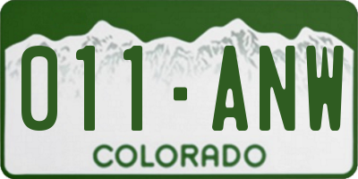 CO license plate 011ANW