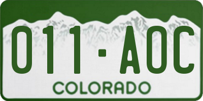 CO license plate 011AOC