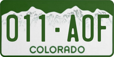 CO license plate 011AOF