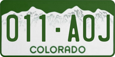 CO license plate 011AOJ