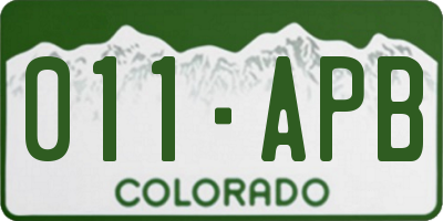 CO license plate 011APB