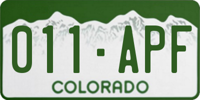 CO license plate 011APF