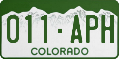 CO license plate 011APH
