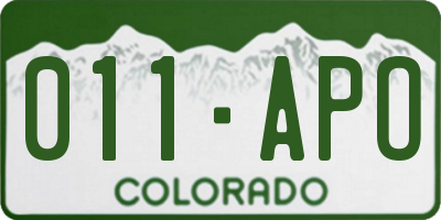 CO license plate 011APO