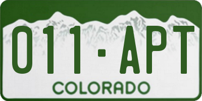 CO license plate 011APT