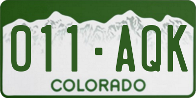 CO license plate 011AQK