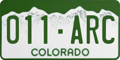 CO license plate 011ARC