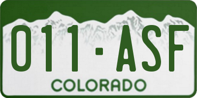 CO license plate 011ASF