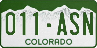 CO license plate 011ASN