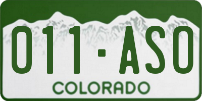 CO license plate 011ASO