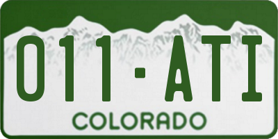 CO license plate 011ATI