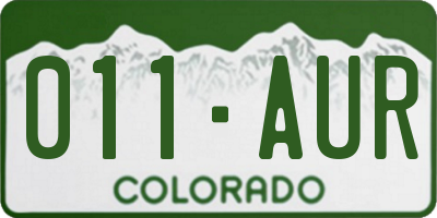 CO license plate 011AUR