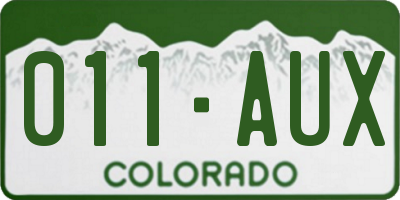 CO license plate 011AUX