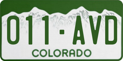 CO license plate 011AVD