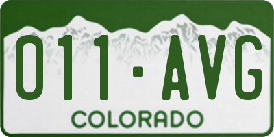 CO license plate 011AVG