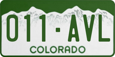 CO license plate 011AVL