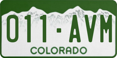 CO license plate 011AVM