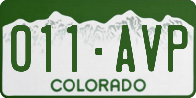 CO license plate 011AVP