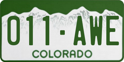 CO license plate 011AWE