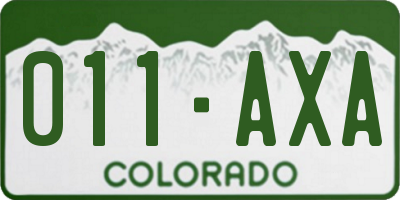 CO license plate 011AXA