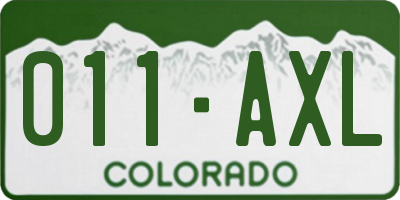 CO license plate 011AXL